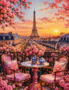 Kayou | Oil Painting By Numbers Kits Eiffel Tower Sunset Scenery Paintings DIY Acrylic Paint By Numbers for Adults Home Decor