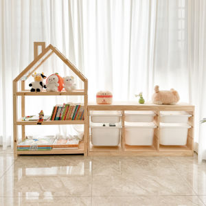 Montessori Chimney Design Wooden Bookcase Storage Cabinet