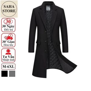 Áo măng tô nam dáng dài big size 100kg 90kg SAHA25 khoác dạ dày hàn quốc cao cấp blazer trench coat choàng ngoài 110kg