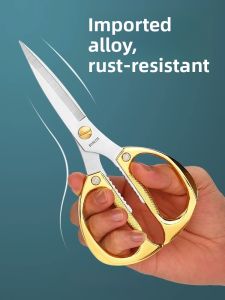 MONLEYTA | German Precision Stainless Steel Kitchen Scissors Powerful Chicken Bone Cutter Multi-Functional Commercial Industrial Cutting Tool Sharp Scissors High Hardness Fish Killing Vegetable Cutting Special Use