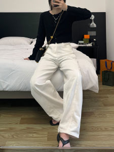 High Waist Wide Leg Knife Bow Jeans Womens Loose Blend Patchwork Fall Winter Spring Seasonal Straight Long Pants Bootcut