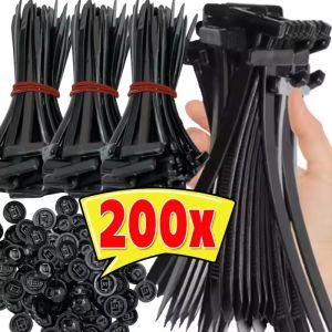 200/100ชิ้น หัวเข็มขัดรัดสายไนลอนแบบล็อคอัตโนมัติ / หัวเข็มขัดไนลอนสำหรับสายรถยนต์ / เครื่องมือรัดสายพลาสติกอเนกประสงค์ / ตัวล็อคสายรถยนต์ / สายรัดไนลอนแบบซิปสำหรับงานหนัก / สำหรับการซ่อมแซมรถยนต์ทุกวัน