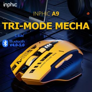 INPHIC A9 Wireless Bluetooth Silent Mouse Five-level DPI Adjustable Three-mode Mouse Suitable for A Variety of Computers