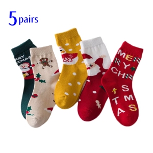 5Pairs/lot Christmas Childrens Socks For Girls Boys Cotton Fashion Kids Girl Boy Socks Autumn Winter Santa Claus New Year Gift