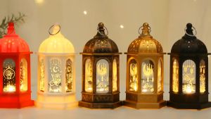 MLADEN Ramadan Lamp Retro Wind Lamp Castle Candle Stand Festival Night Light Atmosphere Light LED Desktop Ornament