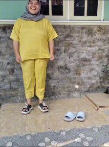 setelan wanita bahan syakila jumbo BB 85kg - Bahan Tidak Panas dan Menyerap Keringat, Lebih Tebal dan Kuat - Empuk dan Melar seperti Kain Jersey