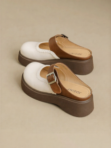 Josiny | Slip-on Mary Jane Style Thick-soled Half Slippers