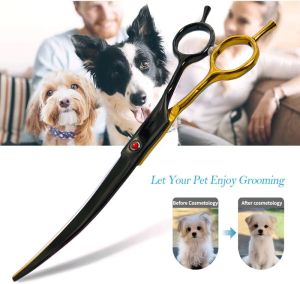 wingsbro 8.5“/7.5"/6.5" Curved dog grooming scissors  Pet Curved Shear for Dogs and Cats pets Bending scissors，Can be used by both left and right hands