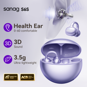 Sanag S6S Open Ear Clip on Earphones Wireless Bluetooth 6.0 HiFi Lossless Sound Quality Headphones OWS Sport Choice Headset