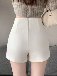 Slim Fit Elastic Suit Shorts Womens High Waist Bootcut Pants Straight Leg Casual Trousers Korean Style Simple Pure Color