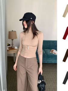 Sweetknit Soft Cozy Slim Fit mid Sleeve High Collar Knitted Sweater Intellectual Minimalist Autumn Fashion Ladies Knitwear