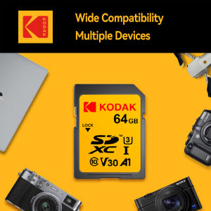 Kodak | Kodak Professional SD Card for DSLR Camera 4K Video 256GB 128GB 64GB 32GB UHS-I U3 V30 High Speed Memory Card with Card Reader