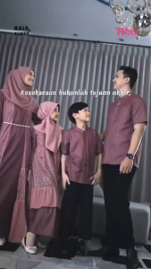 Nibras Sarimbit Raia Koko Pria Lengan Pendek Bahan Dobby Blush Rose Orchid Purple Simpel Trendy
