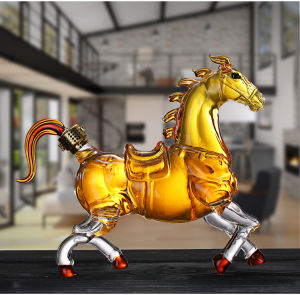 Nordic Style Glass Wine Bottle Horse Shape Empty Bottle Transparent 2 Jin Creative White Wine Bottle Soaking Wine Special Glass Bottle