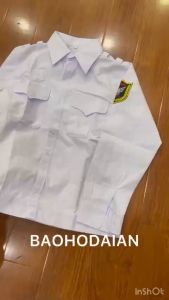 Áo bảo vệ tay ngắn tay dài đai bo dưới kiểu budong màu trắng