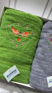 Handuk Couple Sepasang Bordir Hampers Kado Pernikahan Handuk Besar Bordir Angsa Burung Merpati