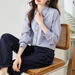 Elegant Womens Stripe Long Sleeve Casual Shirt