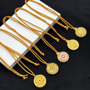 已开光 招财 沙金点钻如意太阳花项链可转动罗盘吊坠项链礼物 Fortune-Taking Sand Gold Point Diamond Lucky Sunflower Necklace - Rotatable Compass Pendant Necklace - Gift