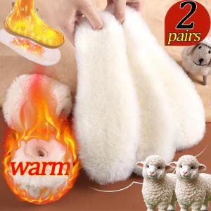 2Pairs Winter Thick Cashmere Thermal Insoles for Women Men Soft Wool Shoe Pads for Snow Boots Absorb Sweat Breathable Insoles