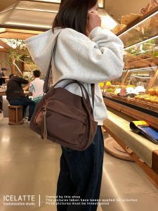 Casual Oxford Cloth Womens Crossbody Bag Lightweight Handbag Soft Zipper Closure City Simple Style Versatile Shoulder Tote Bag