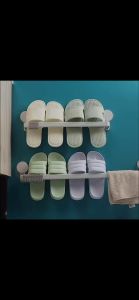 Slippers Holder Wall Mounted Hanging Shoes Storage Rack Bathroom Self Adhesive Towel Storage Organizer Pemegang Selipar