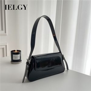 IELGY Fashion Patent Leather Ladies Baguette Bag Texture Highlight Underarm Bag