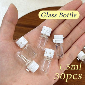 30Pcs Makeup Remover Mini Glass Bottles 1.5ml Travel Makeup Sample Container Cleanser Essential Oil Skin Care Cosmetics Empty Bottles Sealed and Leakproof