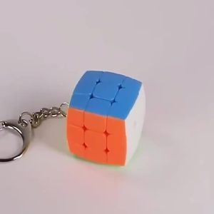 Sengso Key Chain 3x3 Mini Magic Cube 3x3 Bread Magic Tower KeyChain Backpack Decoration Cubo Magico Puzzle Toy Children Gift