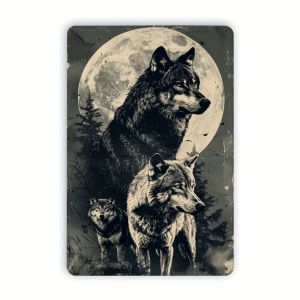 CIFbuy | Vintage Wolf Tin Sign Metal Wall Decor for Bar Garage Cafe Retro Rustic Aluminum Plaque 8x12 Inch Outdoor Indoor