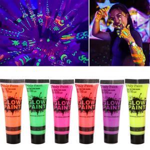 10ml Face Body Art Paint Neon Fluorescent Party Festival Halloween Cosplay Makeup Kids Face Paint 8 Colors UV Glow Painting