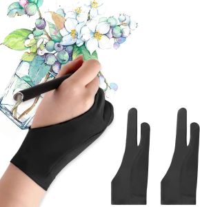 2-Finger Anti Touch Gloves for iPad/Drawing Tablet - Digital Art Glove w/Smooth Nylon Fiber | Prevent Smudges on Screen & Paper