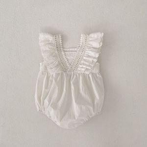 Princess Style Lace Trimmed Sleeveless Baby Girl Romper Summer Infant Princess Clothes Korean Version Crawling Suit Trendy