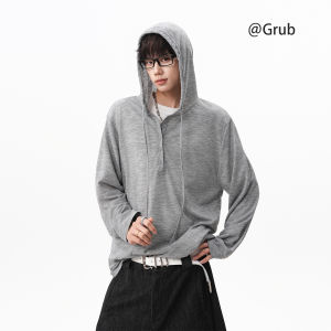 Grace Rub | Retro Casual Hooded Henley Long Sleeve T Shirt