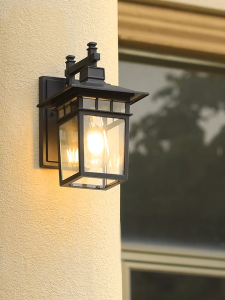 Solar Outdoor Waterproof Wall Light Modern Metal Wall Lamp with Glass Lampshade for Porch Balcony & Villa Lighting