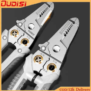 OUDISI Stainless Steel Pliers Wire Stripping Pliers Electrician Special Cable Peeling Pressing Line Repair Cutting Tool