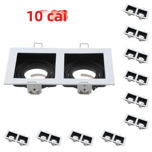1/10 Chiếc Đèn Âm Trần GU10 Khung Gắn Tròn Vuông Đèn Pha LED Downlight Khung Cho Nhà Bếp Chất Liệu Hợp Kim