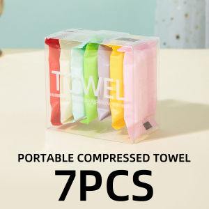 7pcs Compressed Towel Set Disposable Travel Face Towels for Outdoor Camping Hotel Individually Wrapped Soft Non Irritating