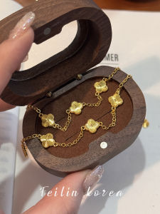 Gold Four Leaf Clover Bracelet Womens Fashion Jewelry Elegant Minimalist High-End Sensation New Summer Style Fresh out