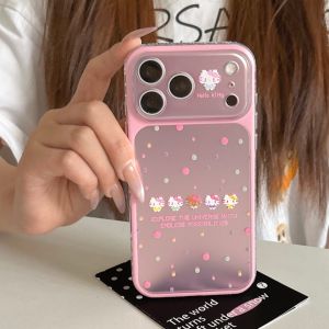 Sanrio | Cute Colored Polka Dot Pixels Hello Kitty Pink Cartoon Phone Case for iphone 17 16 15 Pro Max Acrylic Cover For Girls Gift