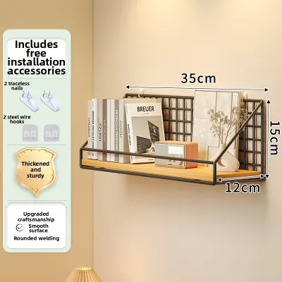 No-drilling Solid Wood Wall Mounted Shelving Unit