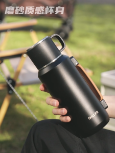 DILLER D9289 800ML / 1000ML SUS316 Stainless Steel Thermal Bottle with Cup Lid Tea Infuser & Carry Handle