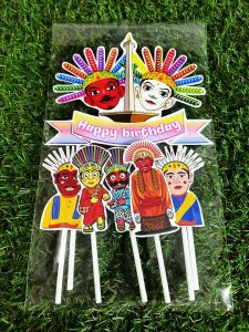 Topper cake Ondel ondel happy birthday hiasan kue ulang tahun