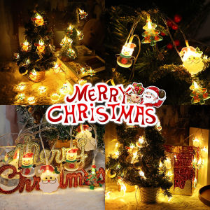 🎄Ready Stock🎄1.5M/10LED Christmas String Lights Santa Claus Snowman Battery Powered DIY Garland Christmas Tree Atmosphere Lights 2024 New Year Christmas Decoration