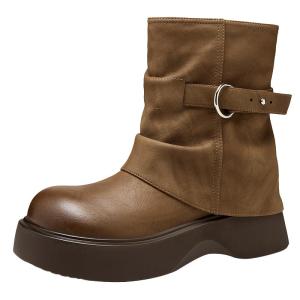 Josiny | Thick Sole Vintage Black Ankle Boots