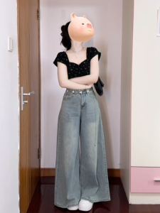 กางเกงยีนส์ทรงตรงเอวสูง ทรงหลวม ทรงเข้ารูป กางเกงขายาวทรงหลวมสำหรับผู้หญิงในช่วงฤดูร้อน กางเกงยีนส์ทรงเข้ารูปแบบใหม่