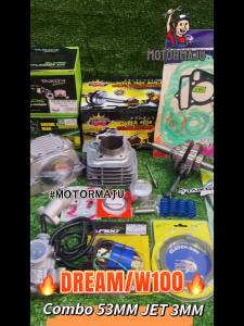 Combo EX5 DREAM / WAVE100 [JET 3MM] Racing Block 53MM Head Crankshaft Hyperking Carburetor W125 22mm Clutch Disk ESPADA Body coil Spring Clutch Oil seal valve Gasket Complete "MOTORMAJU"