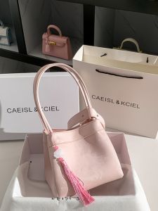 Elegant Pink Bucket Bag Womens Handbag Fashion Trend Soft PU Leather Single Shoulder Strap Casual Style Spring Summer New Arrival