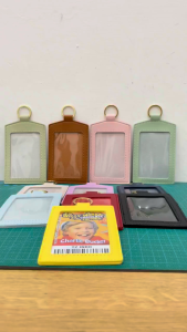 Tempat KTP / SIM / Foto Gantungan Badge Kerja Kantoran Bahan PU Lembut Pria Wanita Bisa Pakai