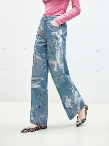Juicy Couture | 3D Printed Loose Straight Leg Jeans