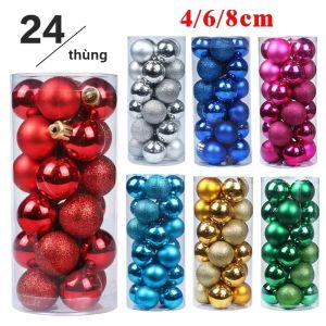 24 Quả Cầu Trang Trí Giáng Sinh 4/6CM Mặt Dây Chuyền Quả Cầu Lớn Trang Trí Cây Thông Giáng Sinh Tiệc Tùng Năm Mới Quà Tặng Giáng Sinh Phụ Kiện
